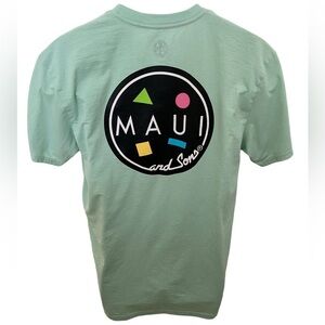 MAUI and SONS Logo Green Hawaiian Tee Shirt Men L Large